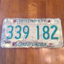 1977 United States Illinois Land of Lincoln Passenger License Plate 339 182 - £13.22 GBP