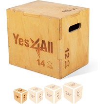 Yes4All 3 in 1 Wooden Plyo Box, Plyometric Box for Home Gym and Outdoor ... - £65.57 GBP