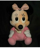 9&quot; VINTAGE DISNEY BABY MINNIE MOUSE PINK PAJAMAS &amp; BOW STUFFED ANIMAL PL... - £18.70 GBP