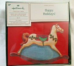 Hallmark Antique Rocking Horse Box 20 Christmas Cards Envelopes Happy Holidays! - £22.90 GBP
