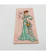 Vintage Blank Paper Note Card Printed Woman on Wall Phone Pastels Belinda - $236.20 MXN