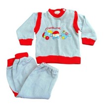 Vintage Baby Outfit 0-6 Months Hopscotch Gray Red New Arrival Train - $8.91