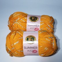 Lot of 2 Lion Brand Summer Kiss Mango Orange #133 Yarn 3.5 oz 262 Yd Skeins - £11.95 GBP