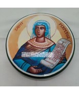 5.5&quot; Vintage Saint Perpetua Troparion Tone 4 Wood Wall Hanging Decor - $11.88