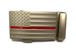 Fire Fighter Belt Buckle American Flag Red Line EMS Brushed Nickel Metal... - £13.19 GBP