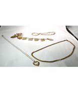 Vintage 1/20th 12K Gold Filled Charm Bracelet Brooch Necklace - Lot of 5... - £94.65 GBP