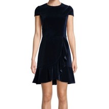 Alice + Olivia Style #CC808B69513 Velvet Sheath Mini Dress ruffle detail skirt W - £52.34 GBP