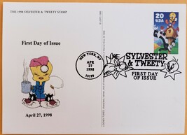 First Day Issue Sylvester &amp; Tweety Postcard, Stamp Apr 27 1998  - $2.95
