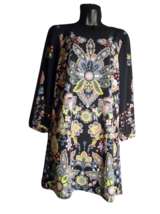 Ann Taylor LOFT Knee Length Black Colorful Floral Print Dress BOHO Chic ... - $18.81
