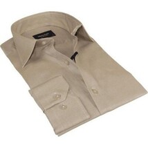 Mens 100% Cotton Shirt From Turkey Manschett by Quesste Slim Fit 4029-10 Tan image 5