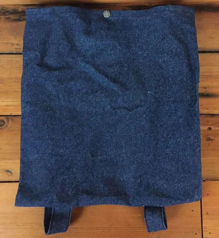 Primary image for Vtg Rustler Dark Blue Cotton Denim Jean Snap Button Backpack Ruck Sack Purse Bag