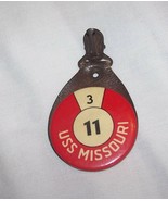 WWII USS MISSOURI CELLULOID BADGE LEATHER HOLDER FOB US NAVY BATTLESHIP USN - £185.00 GBP