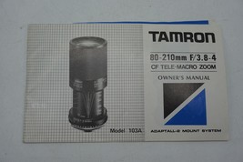Tamron CF Tele Macro Zoom 80-210mm Camera Lens Manual 1984 - $14.84