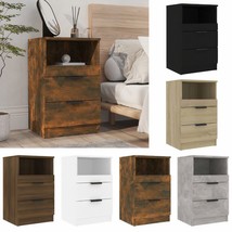 Modern Wooden Bedside Table Cabinet Nightstand With 2 Storage Drawers &amp; Shelf - £58.98 GBP