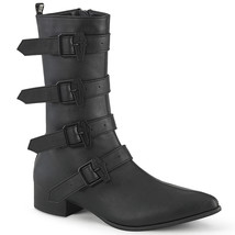 DEMONIA WAR110-C/BVL Mens Unisex Pointed Toe Black Mid-Calf Winklepicker... - $98.95