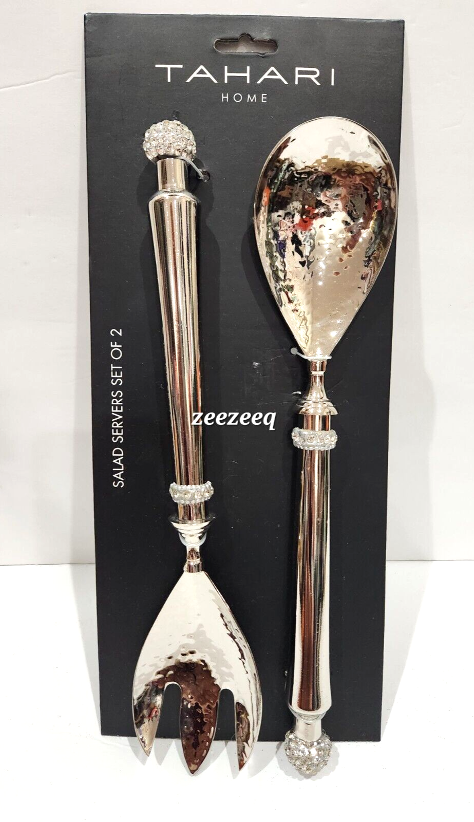 Christmas Tahari Home Silvre Serving Set Bling Jeweled Rhinestones New - $36.62