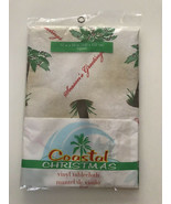 Coastal Christmas Seasons Greetings 52&quot; Square Vinyl Tablecloth Kmart Vi... - $22.77 CAD