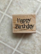 Stampin&#39; Up! Happy birthday Outlined Print 1996 Rubber Stamp Wood #J51 - £7.58 GBP