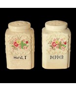 Vintage Japanese Ceramic Salt &amp; Pepper Shakers Square Floral Antique Cor... - £8.82 GBP