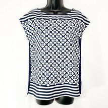 Tommy Hilfiger Blue Sleeveless Geometric Print Popover Blouse Solid Size Small S - £12.27 GBP