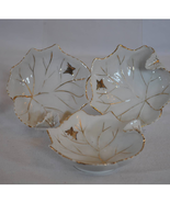 Set of 3 jewelry dishes - #6453 - Gold Leaf, Butterfly and White Porcelain - $29.70