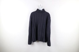 Vtg 90s Gap Mens XL Faded Heavyweight Cotton Ribbed Knit Turtleneck Sweater Blue - £47.33 GBP