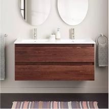 New Hickory Brown 48&quot; Kiah Wall-Mount Double Vanity, 480827 by Signature Hardwar - £948.15 GBP