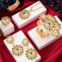 New Charms 4PCS Bracelet Ring Necklace Earring Set For Women Wedding Bridal Zirc - £189.17 GBP