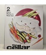 Macy&#39;s The Cellar Santa 2-Piece Platter &amp; Bowl Set Dolomite - Christmas ... - $527.36 MXN