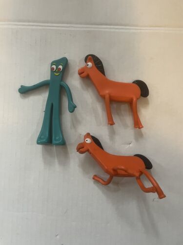 Gumby & Pokey Figures Lot (3) Bendable Trendmasters Jesco 6 in. And 4.5 In - $24.46