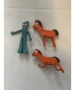 Gumby &amp; Pokey Figures Lot (3) Bendable Trendmasters Jesco 6 in. And 4.5 In - £19.23 GBP
