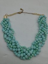 Matte Aqua Teal Round Beaded Short Necklace Plastic Fashion Jewelry - £5.60 GBP