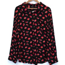 Torrid Plus Size 3X Lizzie Georgette Button Front Blouse Lips Black Pink Red  - £25.60 GBP