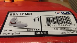 Fila BBN 92 MID Men&#39;s Basketball Sneakers Size 11M - $75.19 CAD