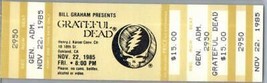 Grateful Dead Mail Away Untorn Ticket Stub Noviembre 22 1985 Oakland California - £65.38 GBP