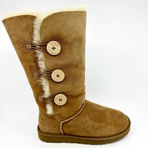UGG Bailey Button Triplet Chestnut Womens Sheepskin Suede Tall Boots - $154.95