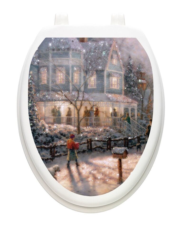 GLISTENING SNOW Toilet Tattoo Lid Decoration Removable Reusable - $23.66