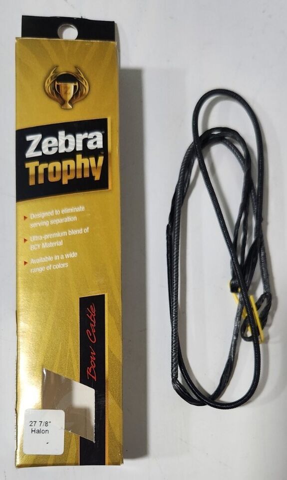 Zebra Trophy Bow Cable 27-7/8&quot; BLK/BLK Halon - $18.99