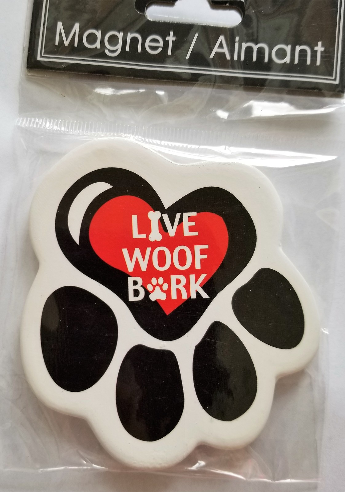 DOG FRIDGE MAGNET Large Ceramic 3" Live Woof Bark saying Pet Pawprint - $4.99