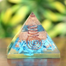 Blue Turquoise Orgone Pyramid  LG 70X60mm Flower of Life Orgonite EMF Pr... - £50.61 GBP