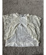 Banana Republic Angelic Silk Blend Lace Top Blouse Ivory Sheer Light Gau... - $197.48 MXN