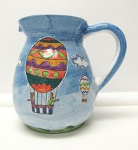 Easter Pitcher Rabbits in Hot Air Balloons Eggs Bunny Ceramic Painted Sp... - $13.98