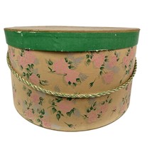 1940s vintage wallpaper hat box Pink Roses 13&quot; x 7&quot; Hat Storage Pretty R... - $642.45 MXN