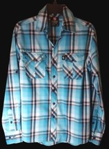 SOUTHPOLE MEN&#39;S SHIRT S LONG SLEEVE POCKETS BUTTON DOWN COTTON BLEND PLAID - £7.90 GBP