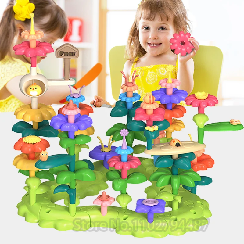 42-93pcs Flower Building Blocks Children Toys Set Diy Creativity Education - £15.73 GBP+