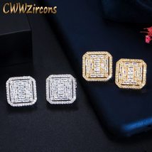 CWWZircons 2022 New Fashion Cubic Zirconia Big Square Stud Earring for Women Jew - £10.47 GBP