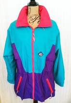 1980s Neon COLORBLOCK Woolrich Sigmet Jacket Womens MED Coat Windbreaker Shell - £18.78 GBP