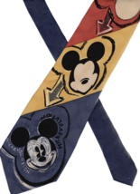 Necktie Novelty 4x58 DISNEY Mickey Mouse Evolution ATLAS silk vintage Sw... - $12.86