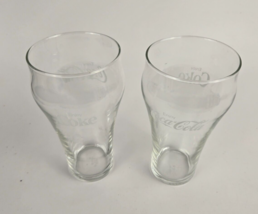 Set of 2 Vintage Coca Cola Enjoy Coke Glass-  Clear Glass 6&quot; Bell Shape - £6.06 GBP