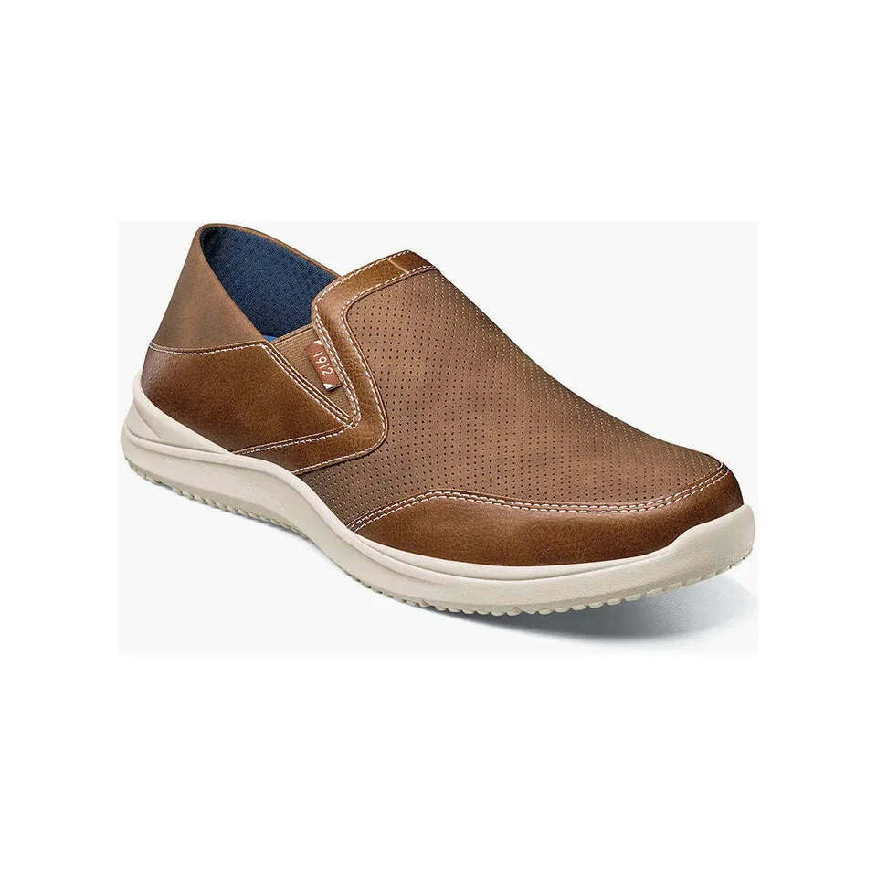 Nunn Bush Conway EZ Moc Toe Slip On Casual Shoes Tan Multi 85062-238